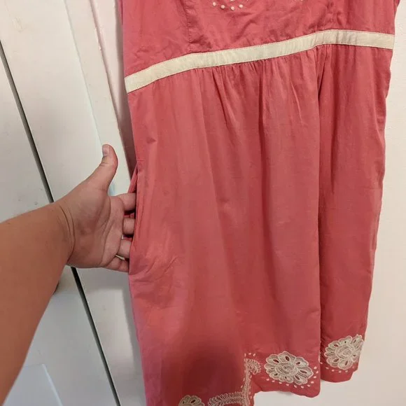 Anthropologie Moulinette Soeurs Pink Embroidered Cotton Dress - Picture 4 of 10